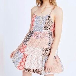 Altar'd State Colorful Patchwork Mini Dress